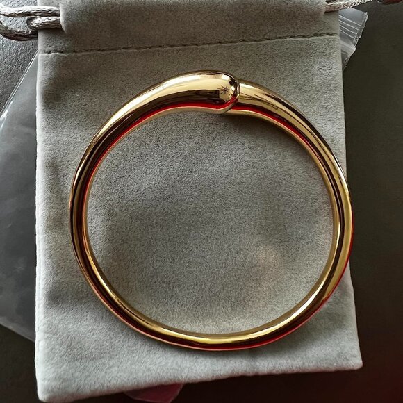 Neiman Marcus Adjustable 18K Gold Plated Chunky Open Bangle Gold Cuff Br… - Picture 1 of 5